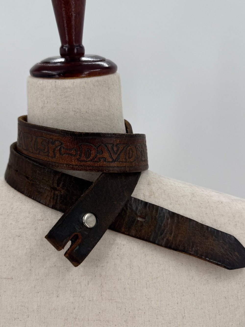 Vintage Hand Tooled Leather Belt Embossed Harley Davidson Eagle Biker 38.5"